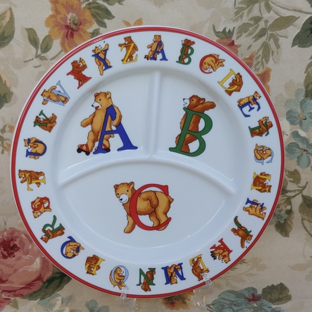 Tiffany & Co. Vintage 1994 Porcelain Children's Alphabet Bears Dinner Plate